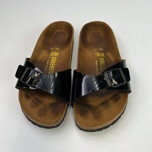 Birkenstock Sandal Women 5 Madrid Flat Slide Shiny Strap Flor Work Party Core Go